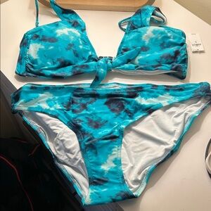 Old Navy NWTBlue and Black Tie-Dye Bikini Set